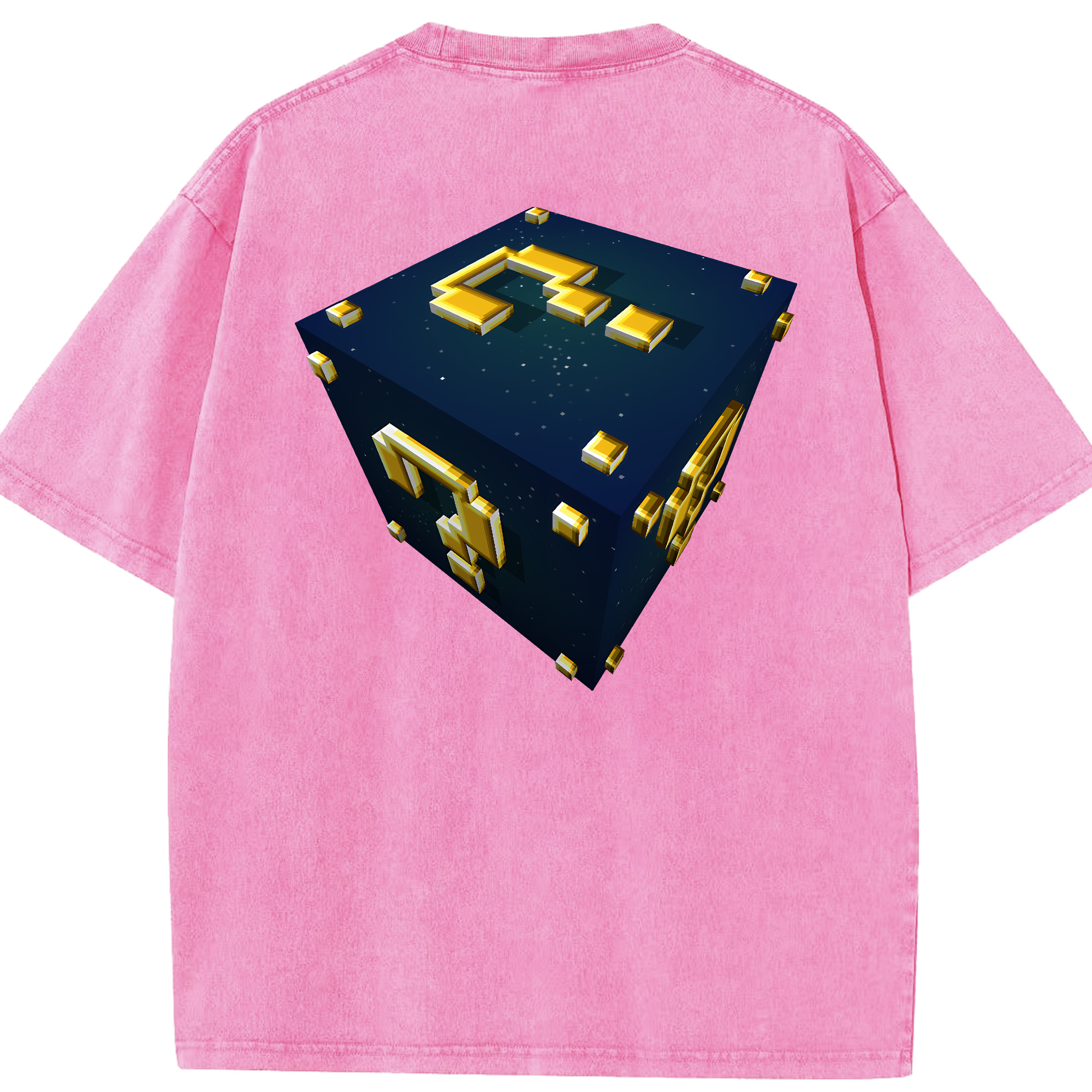 （画像用） マインクラフト ブロックの世界 Minecraft MC Block world 綿100% ヴィンテージ風 半袖Tシャツ（背面プリント）
